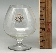 4 Napoleon Brandy Cognac Snifter Crystal Glasses Gilt Gold Crest Crown Leaves