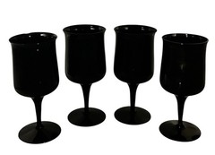 VTG Fostoria Black Onyx Goblets Wine Glasses Mixed Set Of 7 Biscayne, Silhouette