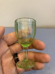 VTG Mosser Glass Jennifer Set #8 Green Glass Mini 5 Jug & Water Goblet SET