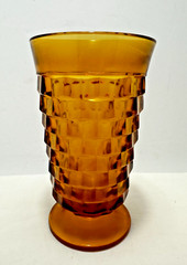 VTG. Whitehall Indiana Glass 12oz Tumbler Drk Amber Cubist- 2 Available #3125