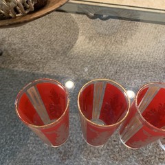 Culver Red & Gold Drinking Glasses Vintage 1960s Thai Goddess Tumblers Set of 5