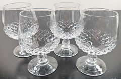 4) Cristal D’Arques Longchamp Brandy Glass Set Crystal Cut Snifters Stemware Lot