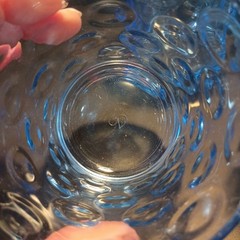 Pasabahce Cirque Bubble Ring Blue 4 Low Ball Glasses 4″ tall
