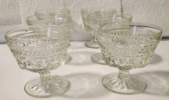 Six ⚓️ Hocking Clear Glass Wexford 3 5/8th» Tall Sherbet / Champagne Dishes