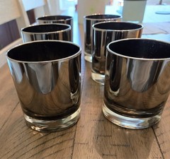 Vintage MCM Silver Ombre Fade Rocks Glasses-Queen’s Lusterware (Thorpe Style)