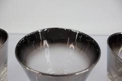 Vitreon Queens Lusterware Silver Fade Ombre Rocks Glasses Set of 3 Vintage MCM