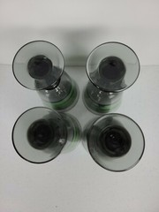 4 Libbey Rock Sharpe NOVA BROWN Green and Smokey Water Goblets 7″ Tall Glass EUC