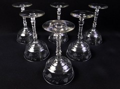 6 Vtg Libbey Rock Sharpe Tulips Tall Sherbet Champagne Glasses 6.25″