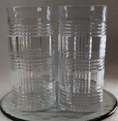 Ralph Lauren Crystal Glen Plaid High Ball Glasses 6.25″ EUC Set Of 2. Old Money