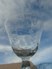 Vintage Cut Polished Crystal Glass Optic Panel, 3 Cocktail Martini Glasses