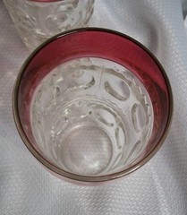 King’s Crown Ruby Red Flash Thumbprint Highball Glasses 12oz Vintage Set Of 5