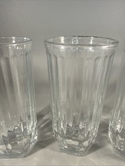 Set Of 4 Libbey Crisa Vertical Ribbed Clear Glass 5” Tumblers 8 Oz Juice