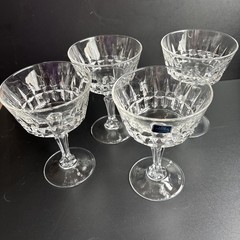 4 Vtg Lady Victoria Fine Crystal Stemware Champagne Coupe Tall Sherbet Glasses.