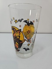 Vintage Libbey Halloween Drinking Glass Witch and Bats Beverage Tumbler
