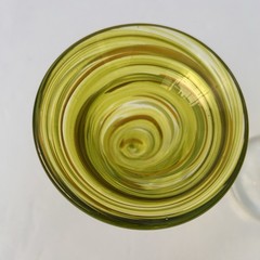 James Hayes Art Glass Set of 2 Artist Signed Martini Glasses Swirly Green