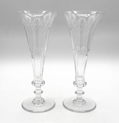 William Yeoward Crystal Bunny Fluted Champagne 5oz 8-1/4 2Pc Set