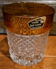 Vintage KH Cut Lead Amber Crystal Glass Germany