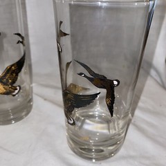 Vintage LIBBEY Canadian Geese Flight High Ball Glasses 12 Oz Full Set Of 8 MCM