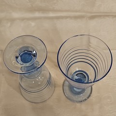 Two-Piece VTG Libbey Sirrus Misty Blue Ribbed Glass Goblets 7″ Tall