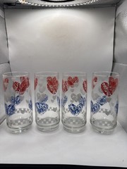 4 Anchor Hocking Red, White & Blue Patriotic Sponge Hearts 16 Oz 7” *