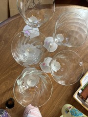 Valerie Crystal Clear Industries Made In Romania Wine Glasses Frosted Stems 5