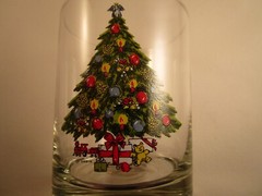 Vintage Christmas by Carlton Xmas Tree Set of 4 Old Fashioned Drinking Glasses