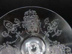 4 Heisey MINUET 4.5 oz Oyster or Fruit Cocktails Amazing Regency Scenes Etch