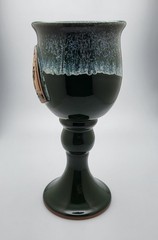 2017 Carolina Renaissance Festival Handmade Pottery Drip Glaze Goblet Green
