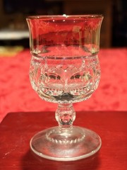 Vintage Tiffin Franciscan Kings Crown Ruby Flash Thumbprint Cordials Set of 5