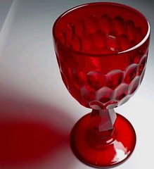 Vintage Fenton Ruby Red Thumbprint Stemmed Tumbler Water Glass EXC
