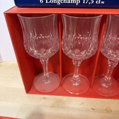 12 LONGCHAMP Cristal D’Arques 6.5″ Water Wine Goblets Crystal 6oz EUC 17 ,5 cl