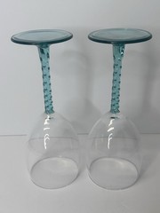 Vintage Cristal D’Argues»Angelique Aqua» Wine Glasses 8″ Tall PAIR