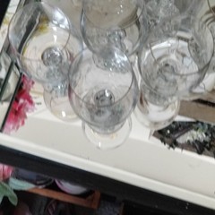 Lot of 6 Import Assoc Platinum Band Pattern Crystal Glass Water Goblet 6 ¾”