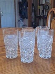 Anchor Hocking Wexford Water Juice Tumblers 5 1/2″ Diamond Glass VTG Set of 5