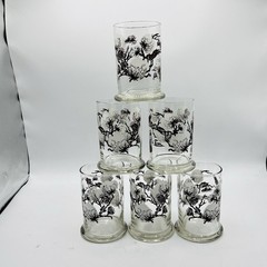 Vintage Cotton Boll Tumblers Anchor Hocking MCM Set Of 6 — 12oz Glasses- Rare