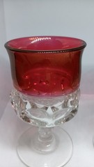 Vintage Tiffin Franciscan Kings Crown Cranberry Water Or Wine 5 1/2″ Tall Glass
