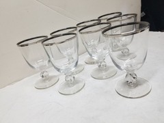 8 VTG MCM LIBBEY WATER PLATINUM RIM #3003-15 GOBLETS 5 3/8″