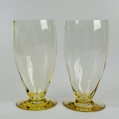 Heisey Old Dominion Sahara 6” Iced Tea Glasses Set of 2 Topaz Antique