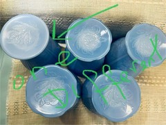5 Depression Delphite Blue Cherry Blossom Jeannette 9 Oz Footed Tumbler Exc Cond
