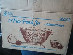 Anchor Hocking Arlington 26pc Punch Bowl Set 8qt Clear Glass No Ladle