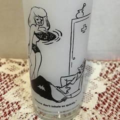 Vintage Federal Glass Adult Cartoon Frosted Tumblers-Set Of 5