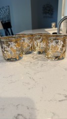 Vtg MCM Set 4 Culver Double Rocks Glasses Chantilly 22k Gold Retro Mod
