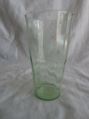 Depression Green Glass Pillar Optic 10 ounce Flat Tumbler Jeannette or Hocking?
