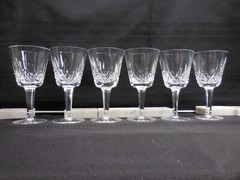 Waterford crystal (6), Vintage original (faceted stem) Lismore, 4.4 oz Clarets