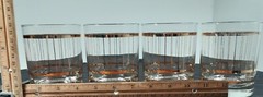 MCM Culver Set 4 Devon Gold Vertical Stripe Double Rocks Glasses Excellent
