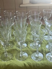 MINT 31-Pc Vintage Libbey Rock Sharpe «Arctic Rose» Elegant Glass Service