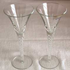 2 Toscany Ariel Air Twist Stem Trumpet Cordial Glasses 4 oz.
