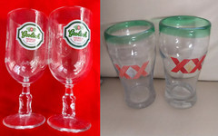 Select 2 Beer Pint Glasses: Grolsch Dutch Stem Tulip or Dos Equis XX Green Rim