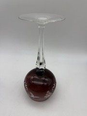 Vintage Bohemian Burgundy Wine Cut to Clear Crystal Goblet Etched Grape Vine 8”