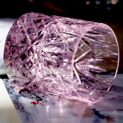 K9 Crystal Whisky Glass Sparkling Hand Cut Floral Glass Pink Color Gift 8oz 1PC